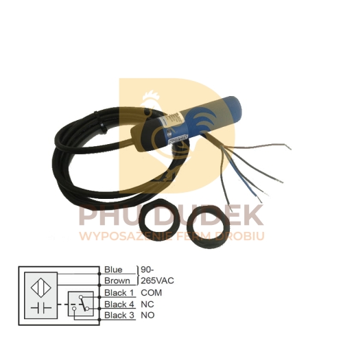 Sensor pojemnościowy do podajnika SKOV DOL 44RG 20-280V AC/DC, ze zwłoką